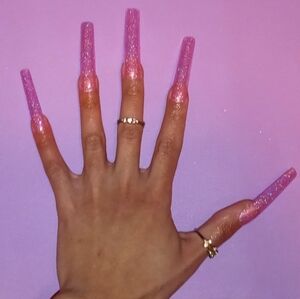 10pcs 3XL Square Pink Multicolor Glitter Press on Nails | Gel-X Press on Nails